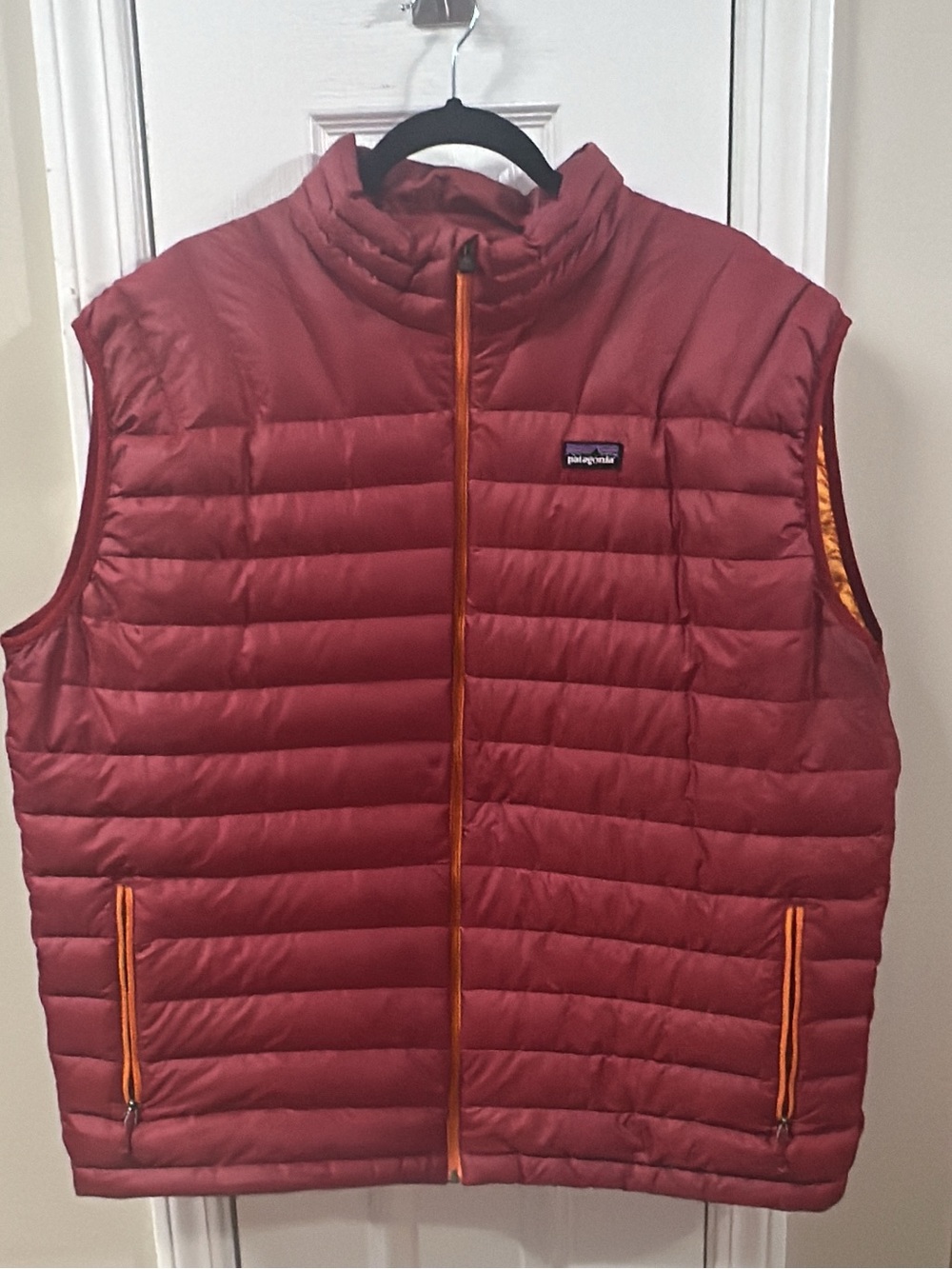 Patagonia Men’s Vest in Brick Red with Orange Trim (mix52)